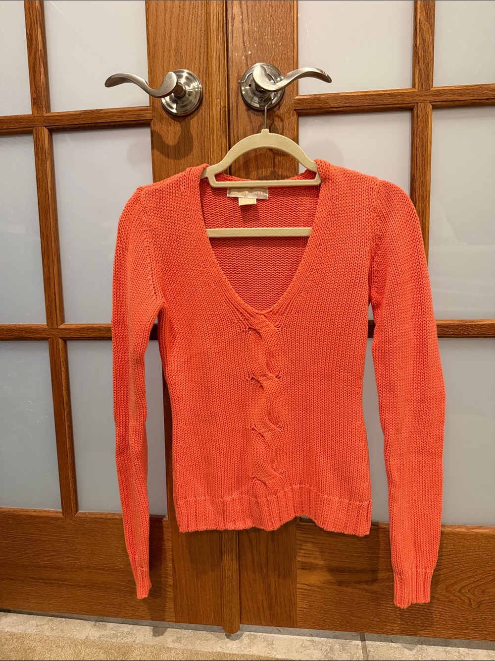 MICHAEL Michael Kors Coral V-Neck Twist-Front Sweater